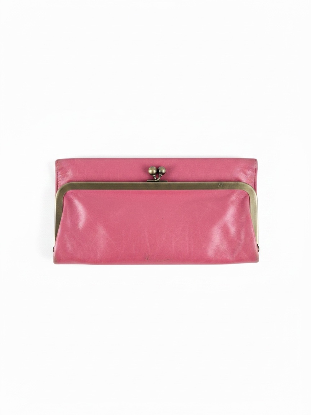 Hobo Leather Kiss-Lock Wallet in Pink Mirage
